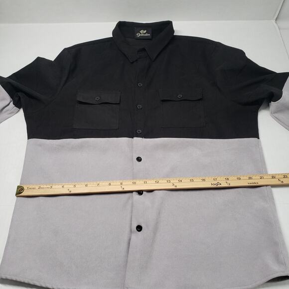 Go Destination Casual Button-Up Shirt Mens Large Gray Black Two Tone Long Sleeve - Picture 5 of 16